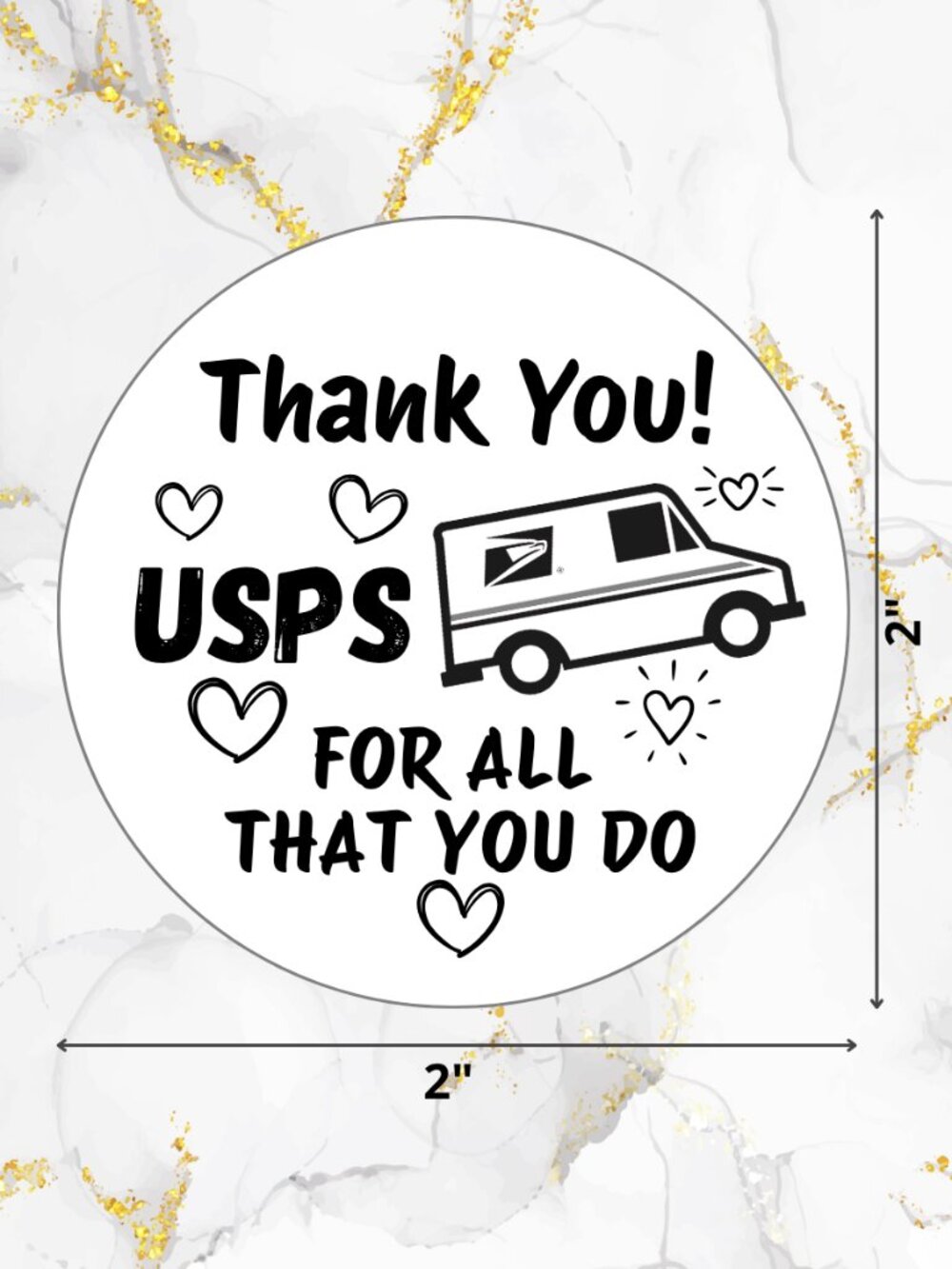 100 USPS Thank You Stickers Thermal Stickers – 2" Round - Picture 10 of 12